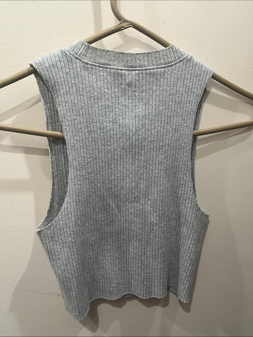 4 for $ 20 aerie Ribbed Crewneck Cropped Tank Top - Light Gray